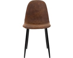 NordicVintage Luxe Eetkamerstoelen Set van 4 – Scandinavische Gestoffeerde Keukenstoelen met Rugleuning, Bruin PU Kunstleer, Metalen Poten, Ergonomisch Design 44 x 50 x 87 cm