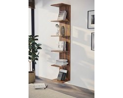 NORDIVA Vertica - Boekenplanken - Boekenkast - Wandmontage Wandplank - Okkernot - 180 x 34.5 x 30 cm (H x B x D)