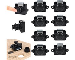 Nordivar - Drukknoop Sloten voor Caravankast - 10 Stuks - Veilig Vergrendeling Deurslot - Meubelslot voor Caravan en Camper - Zwart