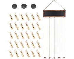 Nordivar - Fotowand Decoratie met 30 Houten Klemmen en Lijn - Fotolijst voor Wooncultuur en Slaapkamer