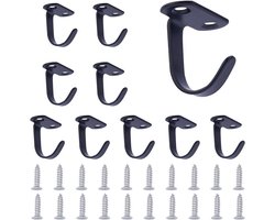 Nordivar - Roestvrijstalen Schroefplafondhaken - Plantenstandaard - 10 stuks - Zwart - Lantaarns - Hanglampen - Geschikt voor Plafondventilator - IJzeren - Kleerhangers - Kopjes - Planten