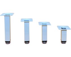 Nordivar - Set van 4 witte meubelpoten - Decoratieve blokpootjes voor banken - 80, 100, 120, 150 mm