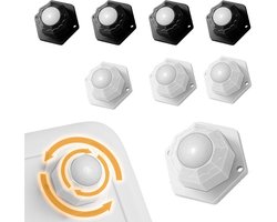 Nordivar - Set van 8 zelfklevende zware belasting kogelwielen voor meubels - Universele 360 graden bewegende wielen van ABS-materiaal