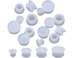 Nordivar - Siliconen stoppen voor zout- en pepervaatjes - 24 stuks in 4 maten - Zoutstop - Reserveflessendoppen - Herbruikbaar - Wit - Ronde eindkappen voor flessen, pijpen, potten - Geschikt voor diverse maten - Keukenaccessoires