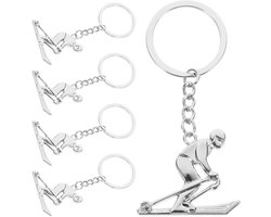 Nordivar - Skisleutelhangers set van 15 stuks voor skiliefhebbers - Skiër decoratie en skisport accessoires - Zilver - Afmetingen 4x3.4x0.4cm