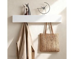 Nordivar Wandgarderobe met plank en verborgen wandhaken - Modern design - Lengte 43,5 cm - Ingang, hal, woonkamer - Wit - Schroeven en inbussleutel