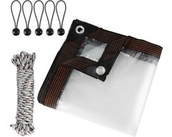 Nordivar ® Waterdicht Dekzeil 1 x 1.5 m PE Anti-veroudering Duurzaar Doorzichtig Zeil met Ingestanste Ringen Regenbestendig Transparante Overkapping voor Tuin Luifel Balkon Meubels