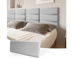 Nordivar - Zelfklevend Hoofdbord voor Kingsize Bed en Full/Queen, Fluweel, 3D Design, Geluiddicht - 60 x 25 cm - Gevoerde Wandpanelen - Fluwelen Steen, Slaapkamer/Woonkamer