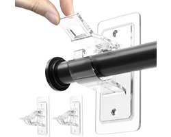 Nordivar ® Zelfklevende gordijnroedes - Set van 2 - Verstelbare nagelvrije roede houders voor woonkamer - Transparant