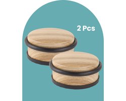 Nordix Deurstop - 2 Stuks - Deurstopper - Deurbuffer - Houtlook - 4,7x10,4cm - MADERA
