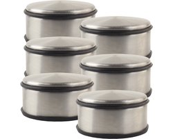 NORDIX Deurstop - 6 Stuks - Deurstopper - Deurstoppers voor Binnen - Deurbuffer - Deurvastzetter - Antislip - RVS - 11cm - ACERO
