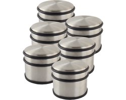 NORDIX Deurstop - 6 Stuks - Deurstopper - Deurstoppers voor Binnen - Deurbuffer - Deurvastzetter - Antislip - RVS - 9cm - ACERO