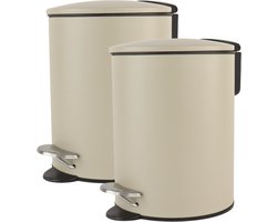 Nordix Pedaalemmer - 3 Liter - 2 stuks - Badkamer - Toilet - Beige - Metaal
