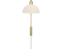 Nordlux Ellen 20-wandlamp-E14-messing/opaal wit