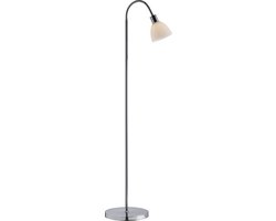 Nordlux Ray vloerlamp - 155 cm hoog - buigarm - E14 fitting - chroom met wit glas