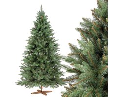 Nordmann Kunstkerstboom 180 cm - Natuurgetrouwe Spuitgegoten Elementen met Handgemaakte Essenhouten Standaard