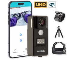 Nordväl BC101F Action Camera – 4K Ultra HD – Tot 10 uur accuduur – Inclusief 50 accessoires – Ingebouwde beeldstabilisator – Wifi – Verlichting – Sportcamera – Actiecamera – Vlogcamera