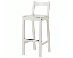 NORDVIKEN Barkruk met Rugleuning - Wit, 75 cm Zithoogte