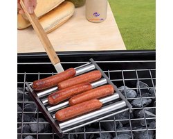 NormadicLife® - RVS Hotdog roller - Camping Barbecue BBQ - BBQ Worstengrill Voor Gelijkmatig Gekookte Hotdog