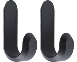 Normann Copenhagen Curve Mini Hooks - Wandhaken Mat Zwart - H 5,8 x B 2,1 x D 3 cm (2 stuks)