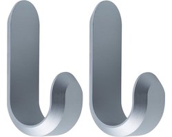 Normann Copenhagen Curve Mini Hooks - Wandhaken Zilver - H 5,8 x B 2,1 x D 3 cm (2 stuks)