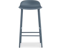 Normann Copenhagen Form Barstool barkruk 65 cm met stalen onderstel blauw