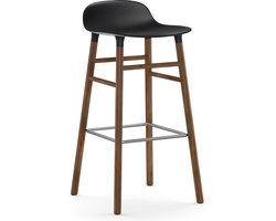 Normann Copenhagen Form Barstool Barkruk 75cm Met Walnoten Onderstel Zwart