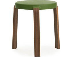 Normann Copenhagen Tap kruk met walnoten onderstel olijfgroen