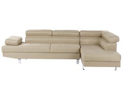 NORREA - Hoekbank - Lichtbeige - Linkerzijde - 260 cm - Polyester