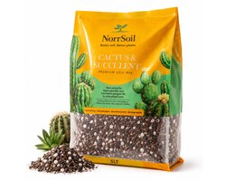 Norrsoil Cactus & Vetplanten Potgrond 5L – Premium Coco Potgrond voor Cactus, Succulenten, Aloe Vera & Sansevieria – Turfvrij – 180 Dagen Organische Voeding – Voor Kamerplanten