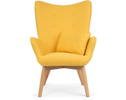 Norse Fauteuil "Oorfauteuil" met Voetenbank – Geel / Mosterd