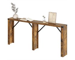 North Collective Wandtafel - Console Tafel 160x22x75 cm - Industrieel Design - Smalle Haltafel - Hout en Staal – Hal Woonkamer - Sidetable