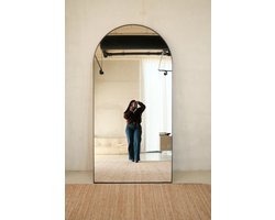 NORVETA Boogspiegel | Spiegel Elara Mirror – 200×100 Cm | Arched Full-Length Mirror – Black | Zwart | Passpiegel | Groot |
