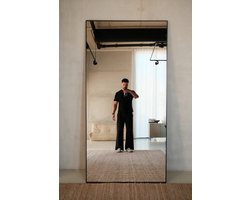 NORVETA Rechthoekige spiegel | Spiegel Aureum Mirror – 200×100 Cm | Square Full-Length Mirror – Zwart | Passpiegel | Groot | Black