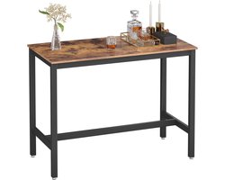 Norvia - Bartafel - Keukentafel - Staand - Metaal - Houtlook - Eenvoudige Montage - 60 x 120 x 90 cm - Industrieël - Stabiel