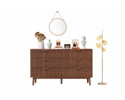 Norvia - Ladekast - Walnoot - 4 of 6 Lades - Houten Dressoir - Slaapkamer - Woonkamer - Kantoor - Soft Close - Antislip Poten
