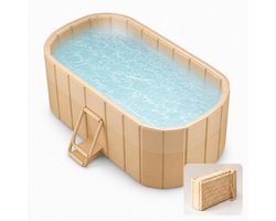 Norvia - Opvouwbaar Bad voor Volwassenen - Inklapbaar Ligbad - Zitbad - 150 cm - Met Afvoerslang - Voor Warm en Koud Water - Beige