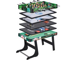 Norvia - Opvouwbare Multigame Tafel - 6in1 - Biljart - Tafelvoetbal - Ping Pong - Tafeltennis - IJshockey - 118X104X71 cm