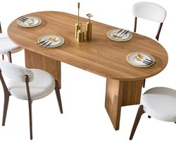 Norvia Ovale Eettafel Voor 4 Tot 6 Personen - Massief Hout - 180 cm - Tijdloos Scandinavisch Design - Eenvoudige Montage