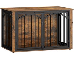 Norvia Stijlvol Hondenmeubel Met Boogdeur - Hondenbench - Modern Ontwerp - 4 Deuren - Dubbele Vergrendeling - 100 x 60 x 63