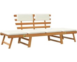 Norvia - Tuinbank - Tuinmeubel - 3 in 1 Loungebed Massief - Acaciahout - Ligbed - Weersbestendig - Natuurlijk - Terras