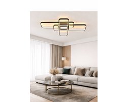 Norvia Zwarte Plafonlamp - LED Plafonniere - Modern Design Dimbaar Met App En Afstandsbediening - 3000 - 6500K - 56 watt