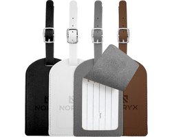 Noryx 4-delige Kofferlabel set - Bagagelabel - Kofferlabels - Koffer Label - Grijs, Wit, Zwart & Bruin