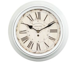 Nostalgische Wandklok van metaal 20cm - Vintage Zwarte wandklok – Landelijke klok – Romeinse cijfers – Wereldtijden Londen & New York – quartz uurwerk – Wanddecoratie klassiek