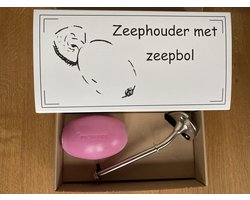 Nostalgische zeephouder Mat met Marseille zeepbol Roos/roze (schroefsysteem)