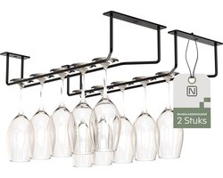 Noswo Wijnglazenhouder - Wijnglazenrek - Ophangrek Wijnglazen - Glazenrek - Wijnglashouder - Hangend - Zwart