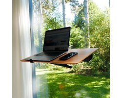 NOT A DESK Bamboe zwevende bureau L - compact bureau - in hoogte en helling verstelbaar - mobiel zit sta bureau - draagbaar kantoor - multifunctioneel