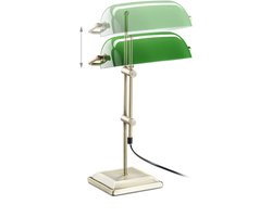 notarislamp groen - 52 x 27 x 18 cm - retro - glas - tafellamp vintage
