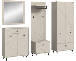 Notes garderobe opstelling mat beige.