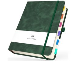 Notitieboek A5-1 Stuks Lederen Notitieblok 14x21cm - 100g/m² Blanco Papier Kladblok - A5 Notebook Hardback 360 Pagina's - Reisjournaal Notitieboekjes Planner Schrijfblok, Groen